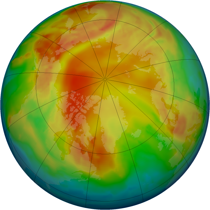 Arctic ozone map for 08 February 2013